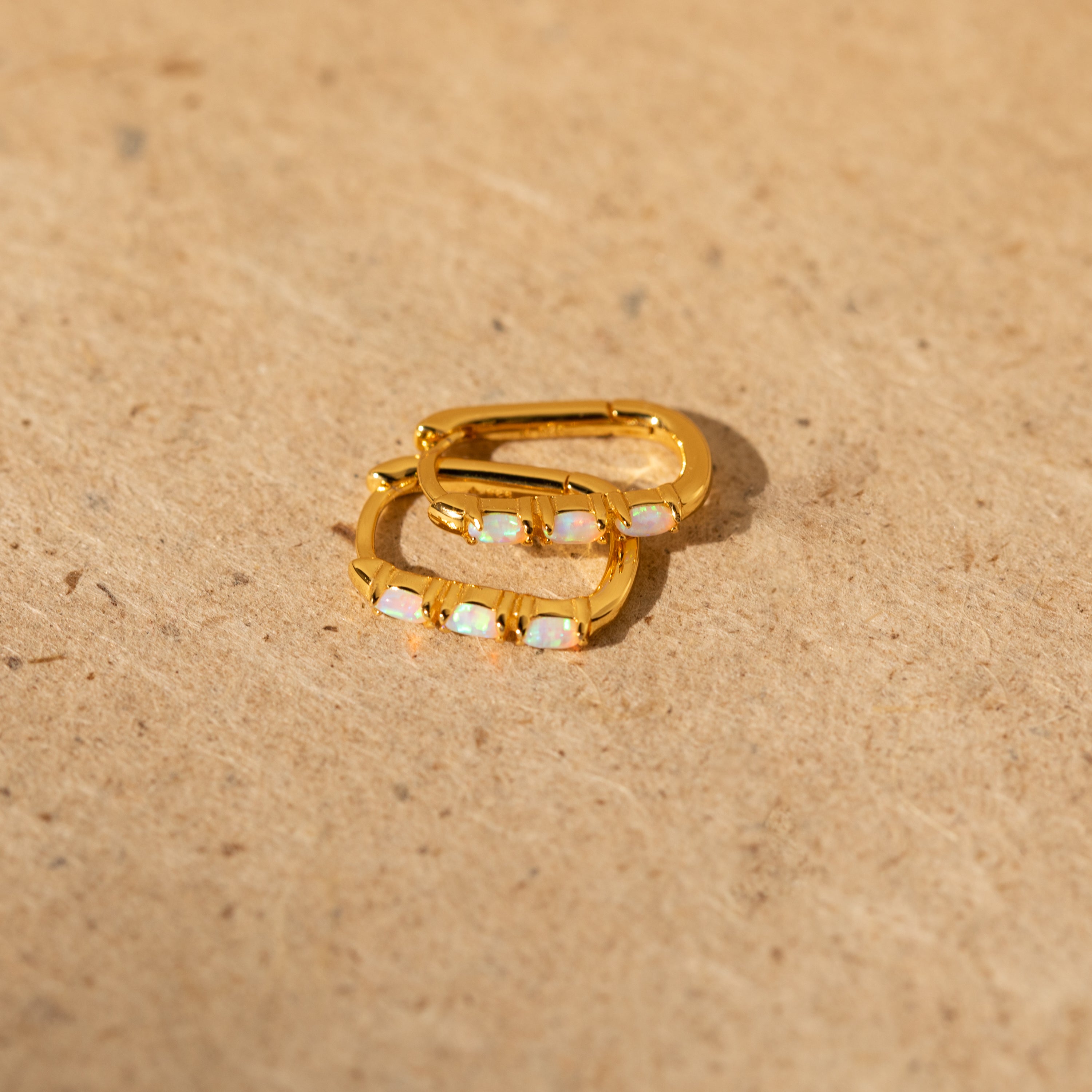 Boho Opal Glow: Huggie Hoop Earrings for Summer